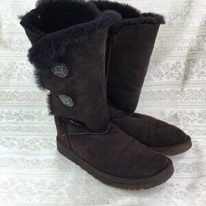 UGG Classic Tall Brown Suede Fur Lined Winter Boots Women's Size W41 5815